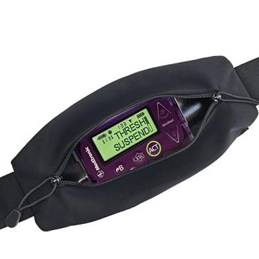 Imagem de Cinto de bomba de insulina com bolsa de zíper duplo para diabéticos T1D acessórios tubulação monitor de glicose Epipen elástico ajustável suprimentos médicos homens mulheres adultos, Preto, one size