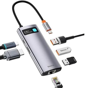 Imagem de Adaptador Hub Dock Station Thunderbolt 3 6in1 C/Hdmi 4K USB 3.0 Ethernet Gigabit USB-C PD 100W