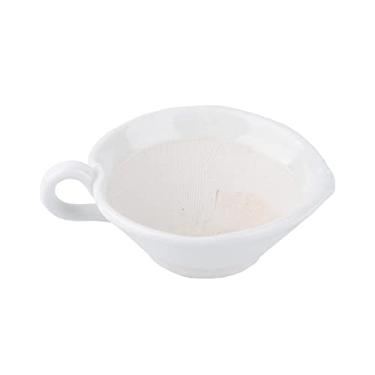 Imagem de Tigela Moedora Conjunto de almofariz e pilão de cerâmica Suribachi e Surikogi com bico e alça de 4,7 polegadas Almofariz e pilão feitos à mão Moedor Triturador(Branco)