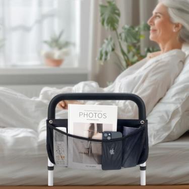 Imagem de Trilho de cama resistente para adultos idosos, segurança com alturas ajustáveis, suporte de barra de apoio em forma de M, bolso de armazenamento, protetor de cama médico, presentes para idosos (alça