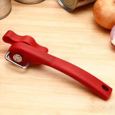 Imagem de Abridor de latas, corte seguro, manual, abridor de latas, sem bordas afiadas, vermelho