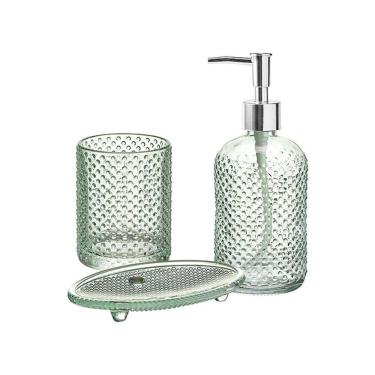 Imagem de Jogo Para Banheiro Verde Dispenser Saboneteira E Copo 3 Pçs