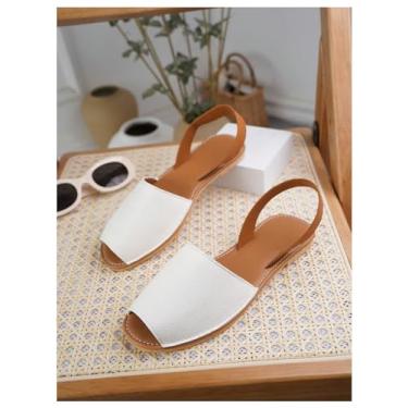 Imagem de Sandálias femininas Peep Toe Casual Verão Slingback Sandálias, Branco, 40