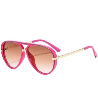 Imagem de Óculos de sol de luxo Twin Bridge femininos, óculos de sol punk fashion masculino para dirigir ao ar livre, UV400 (chá degradê rosa)