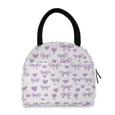Imagem de GUIJI Lancheira térmica com laço e coração, lancheira reutilizável à prova de vazamento para mulheres e homens, lancheira térmica para trabalho e viagens