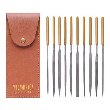Imagem de YOCAMIRAGA Conjunto de lixa de agulha de 10 peças, limas de agulha de aço forjado, conjunto de limas pequenas compactas para metal, madeira e plástico. Arquivos de agulha com estojo de armazenamento