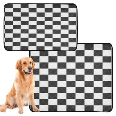Imagem de CEBUGI Almofadas de xixi laváveis para cães, pacote com 3, almofadas impermeáveis para filhotes de cachorro, antiderrapante, à prova de vazamento, para cama de cercadinho, branco, preto xadrez