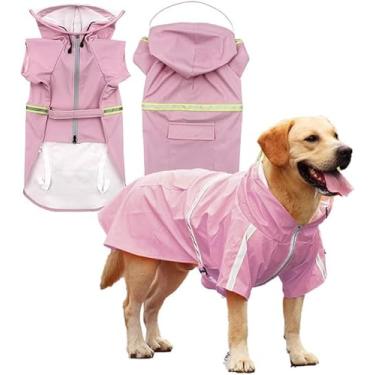 Imagem de Avental para cachorro Casual Leve Reflexivo com Chapéu Transparente Cintos Elásticos Ajustáveis Barriga e Pernas Coleira Proteção Contra o Clima 100 Poliéster Cães Grandes Médios