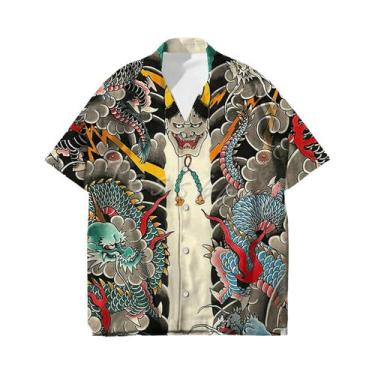 Imagem de Camisa Casual De Verão Masculina Estilo Harajuku Com Estampa 3D De Tat