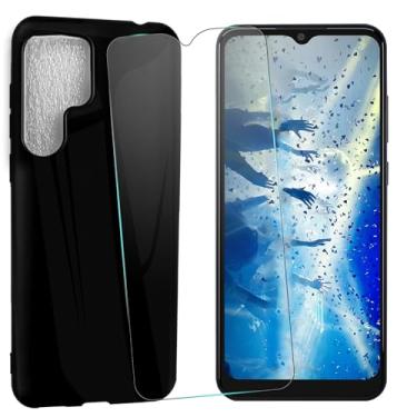 Imagem de MAOUICI Capa para celular Oukitel C68, capa macia de TPU antiimpressão digital, para Oukitel C68 protetor de tela de vidro temperado [1 unidade] [6,7 polegadas]