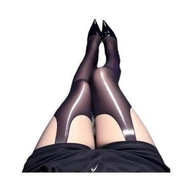 Imagem de Meias-calças Pretas Brilhantes Com Óleo De Cavalo Para Mulheres, Finas