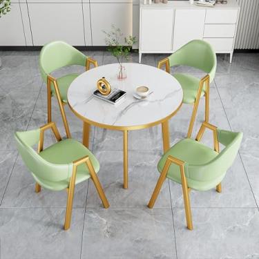 Imagem de Conjunto de mesa e cadeira de clube de recepção de escritório, conjuntos de mesa de negociação para sala de conferências, mesa de centro e cadeira de lazer, conjunto de mesa de jantar para 4 (cor: 18