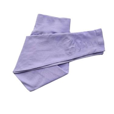 Imagem de tincolia Leggings femininas apertadas boca boca flare sem costura calças de ioga push up esportes banda baixa nervurada fitness meia-lavanda-G