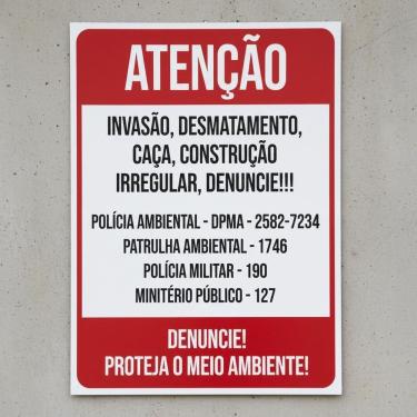 Imagem de Placa Acm Invasão Desmatamento Caça Construção 18X23