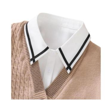 Imagem de Colarinho Falso Decorativo Bordado Versátil Para Mulheres, Camisa Exqu