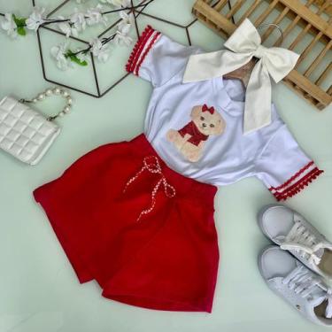 Imagem de Conjunto infantil menina short saia - PIRULITANDO, Vermelho, 10