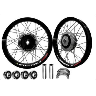 Imagem de Par Roda Aro Monaco Preto Titan 150 160 Tambor Com Peças