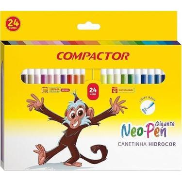 Imagem de Caneta Hidrográfica Compactor Neo-Pen Gigante - Kit 24 Cores Super Lav