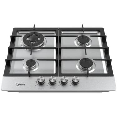 Imagem de Cooktop 4 Bocas a Gás Inox com Grade de Ferro Fundido Midea, Inox, Biv
