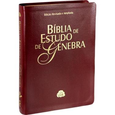 Imagem de Bíblia de estudo de genebra  capa de luxo marrom  ara  letra grande - 