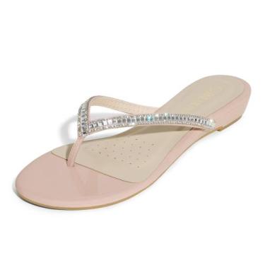 Imagem de Sandálias Slide Femininas DREAM PAIRS com Strass Nude 37.5
