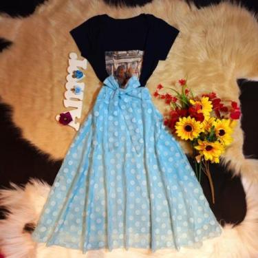 Imagem de Saia midi poá tule feminina elegante feminina - Andreiamodaev, Azul cl