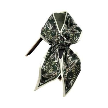 Imagem de Lenço De Seda Longo Com Estampa Floral Para Mulheres, Fita Para Cabelo