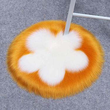 Imagem de Tapetes redondos falsos salsicha, estampa de flor, tapete macio, antiderrapante, lavável para sala de estar, quarto, banheiro, varanda, sofá infantil, almofada para pés, branco gengibre