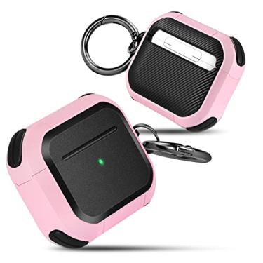 Imagem de ORIbox Capa protetora de absorção de choque compatível com AirPods 3, robusta de corpo inteiro com chaveiro para AirPods 3, rosa