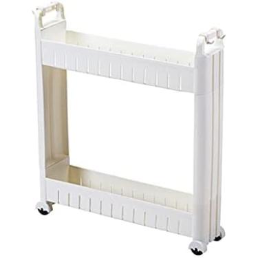 Imagem de Organizador de lavanderia, carrinho de armazenamento fino, organizador de unidade de prateleiras móveis, armazenamento de lacunas, rack de armazenamento de despensa deslizante fino para cozi