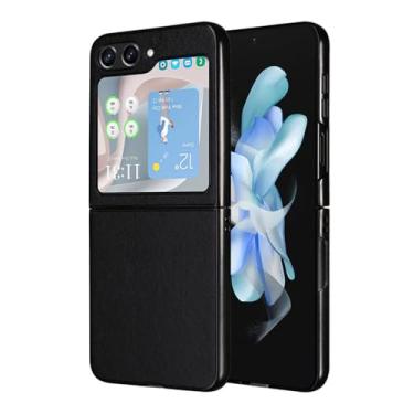 Imagem de Para Samsung Galaxy Z Flip 6 pele de cordeiro folheada capa traseira PU para Galaxy Z Flip6 Flip 6 Phone Case, Preto, Para Galaxy Z Flip 6