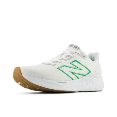 Imagem de New Balance Fresh Foam 680 V8 Tênis de corrida masculino, Branco/cinza brilhante/verde Kelly, 7 X-Wide