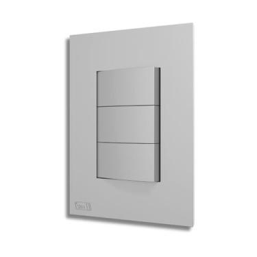 Imagem de Interruptor Recta Satin 3 Teclas Simples Com Placa Prata/Cinza/Grafite