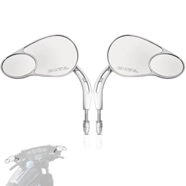 Imagem de ONETK Espelhos retrovisores divididos para Harley Davidson 1982-2020 A maioria dos modelos Road King Street Glide Road Glide Softail Iron 1200 Iron 883 Deluxe Fat Boy Sport Glide XG750 XG500 Sportster, cromado