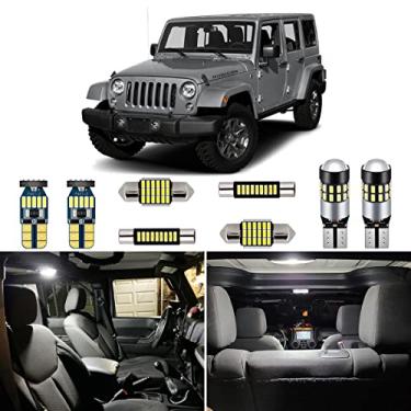 Imagem de AUTOGINE Kit de 6 peças de luz interior CANBUS LED para Jeep Wrangler JK 4 portas 2007 2008 2009 2010 2011 2012 2013 2014 2015 2016 2017 Super Bright 6000K branco interior lâmpadas LED pacote + ferramenta de instalação