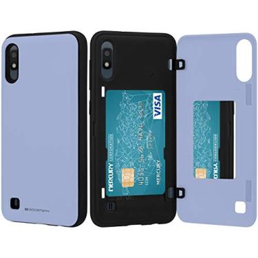 Imagem de Goospery Capa carteira para Galaxy A10 (não serve para A10E) com suporte de cartão, capa protetora de camada dupla para telefone (roxo lilás) A105-MDB-PPL