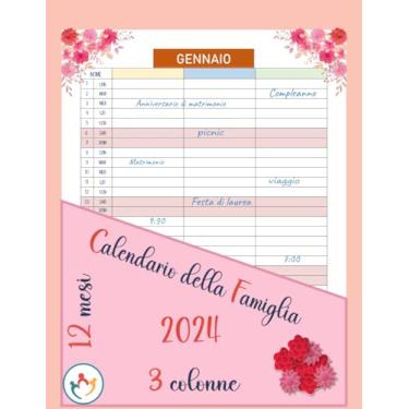 Imagem de calendario della famiglia 2024: Calendario di pianificazione familiare/calendario per 3 persone/3 colonne/dimensioni 21,59x27,94 cm.