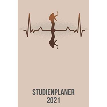 Imagem de Studienplaner 2021: Wochenplaner zum notieren, organisieren und planen DIN A5. Kalender/Terminkalender/Monats- / Tagesübersicht/Kontakt- / ... / Wandern Bergsteigen heartbeat herzschlag