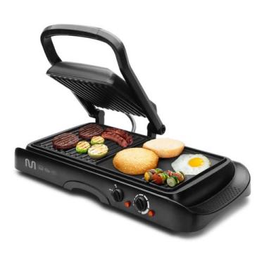 Imagem de Grill 2 em 1 com Chapa Flutuante e Chapa Lisa, 127V 1500W Preto Multi 