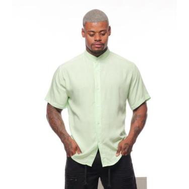 Imagem de Camisa Masculina Gola Padre Manga Curta - Volgue Clothing, Camisa verd