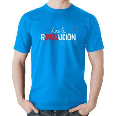 Imagem de Camiseta Algodão Viva la Revolución - Foca na Moda, Azul, P