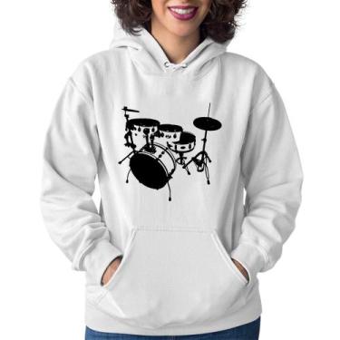 Imagem de Moletom Feminino Bateria Música Baterista - Foca na Moda, Branco, GG