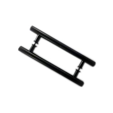 Imagem de Puxador H duplo 30x20cm tubular redondo para porta de vidro e portão -