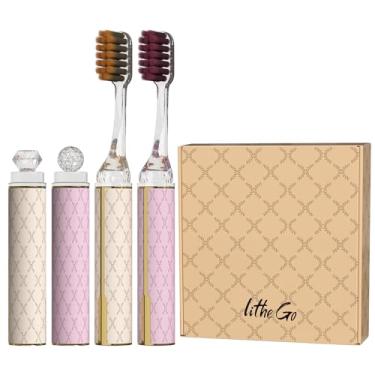 Imagem de ZGYXQXJT Escova de dentes portátil para viagem, batom adulto, escova de dentes de cerdas ultra macias, palheta para trabalho de escritório e viagens, 4 unidades (pacote com 1)