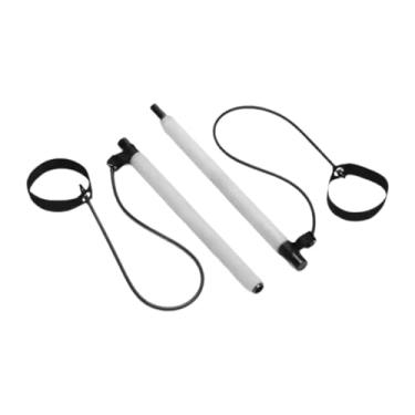 Imagem de rockible 2 Seções Pilates faixas de resistência, barra de tonificação portátil com equipamento de ginástica de loop de pé para agachamento, Branco
