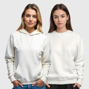 Imagem de Kit 2 Blusas de Frio Moletom Canguru e Gola Redonda Feminino Benellys-Feminino