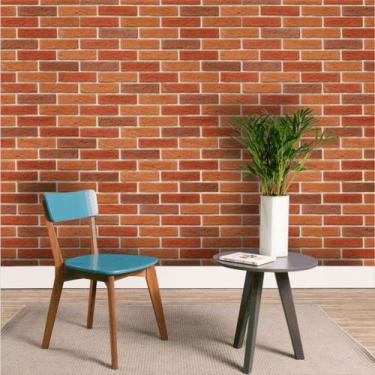 Imagem de Papel De Parede Tijolinho Em Tons De Laranja E Vermelho - Inove Papéis