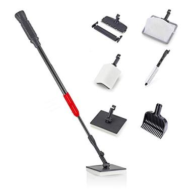 Imagem de capetsma Kit de limpeza de aquário 6 em 1, conjunto de limpador de tanque de peixes, incluindo raspador de algas, almofada de esponja, rede de peixe, ancinho de cascalho e escova de limpeza, pode