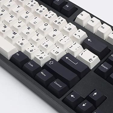 Imagem de 138 teclas preto e branco Cherry Profile Dye-Sub PBT minimalista, compatível com teclado GH60 / GK64 / GK61 / 68/87/104