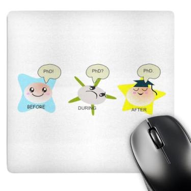 Imagem de 3dRose Mouse pad LLC 20 x 20 x 0,63 cm, desenho animado engraçado Phd antes de passar após um presente bem-humorado de formatura (mp_165150_1)